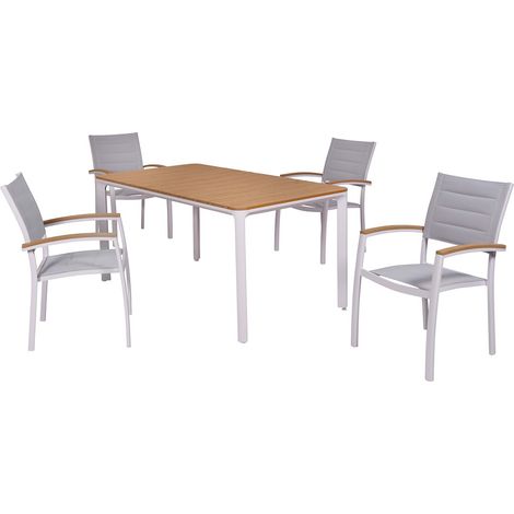 Pisa Set 5tlg Alu/Kunststoff Tisch 160 x 90 cm