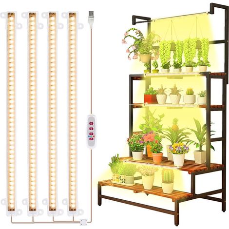 Bandes Lumineuses LED pour Plantes - Spectre Complet 380-800 nm - Minuterie Auto Marche/Arrêt - 5 Niveaux de Luminosité - 30 cm ou 50 cm - 3 Unités (1/5)