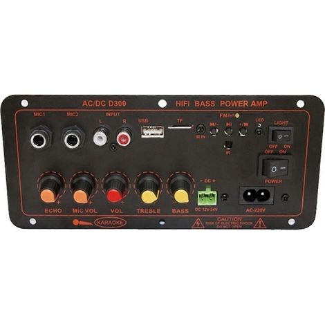 Carte d'amplification audio 300 W D300 avec caisson de basses, double microphone et prise UE
