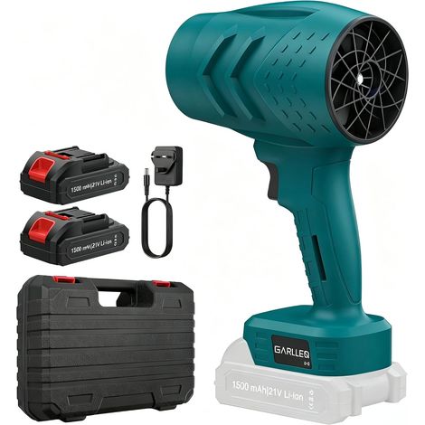 Souffleur de Feuilles sans Fil 21V Turbo avec 2 Batteries et Chargeur pour l'Entretien de la Pelouse, Allée de Voiture  Souffleur Électrique,Boîtier PETG Robuste,Réglage de Vitesse sans Palier,Buse de (1/5)