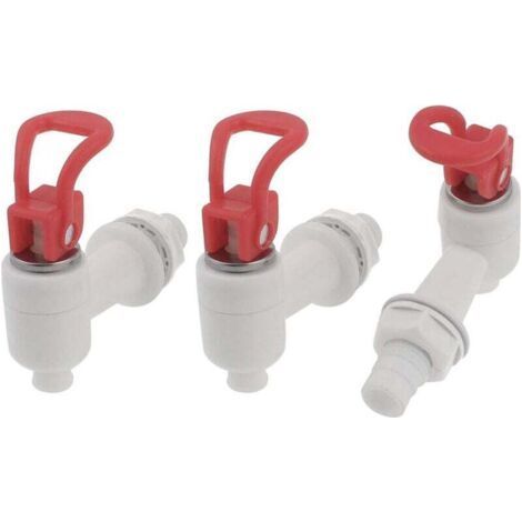 Set of 3 plastic taps with 12 mm thread, plastic, red, white (1/4)