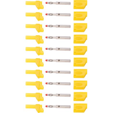 10 Stück 4 mm isolierte Sicherheitsbananenstecker mit Schutzkappe für elektronische Prüfungen, gelb (1/5)