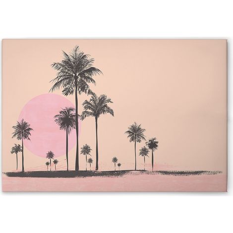 Leinwandbild Miami Strand Rosa Beige M1-No.51056 - Kunstdruck auf Leinwand in Orange Rosa - Wandbild 45 x 30 cm (1/5)