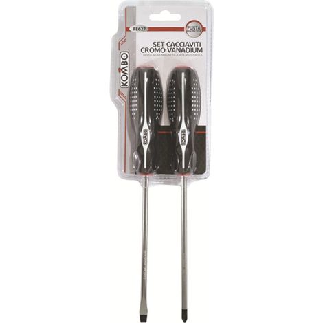 Set 2 Cacciaviti in Cromo Vanadium Croce e Spaccato manico antiscivolo