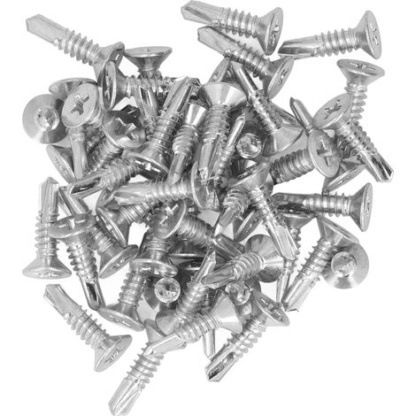 Lot de 50 vis autoperceuses en acier carbone zingué, tête fraisée, 4,8x19mm, pour usage domestique (1/5)