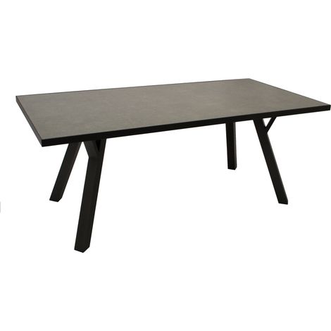 Tisch MANCIANO 180x90cm, Aluminium dunkelgrau + Glas in Keramikoptik dunkelgrau (1/5)