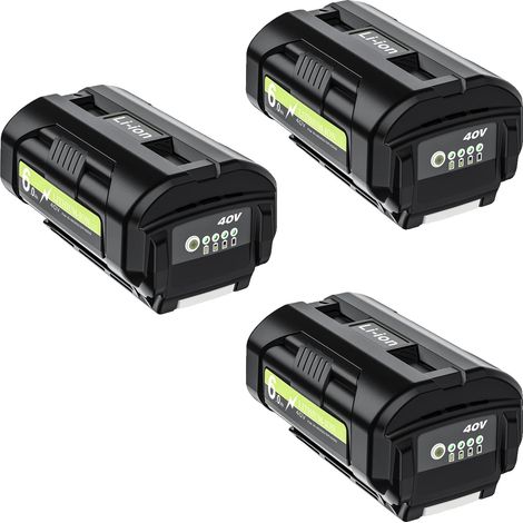 Batterie de remplacement, 40V 6.0Ah, Li-ion, compatible avec Ryobi, 3Pcs 6000mAh (1/2)