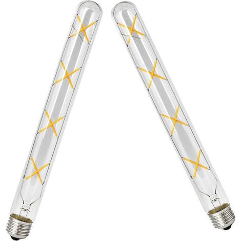 E27 T30-300mm LED Edison Vintage Filament Ampoules 8W (Équivalent Ampoule Halogène 70W) 700LM Blanc Chaud 2700K Non Dimmable E27 Tube Rétro en Verre Clair,2Paquets (1/5)