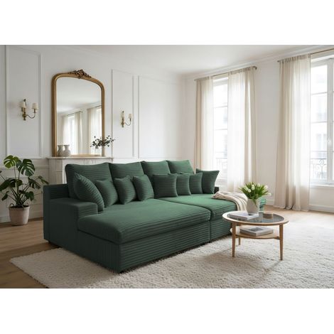Bigsofa Couchgarnitur AROSA Megasofa in Stoff Tilia Dunkelgrün