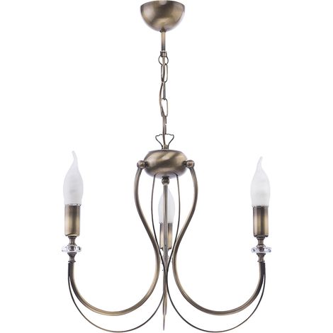 Lampadario retro 3 bracci oro patinato 3xE14 Jupiter