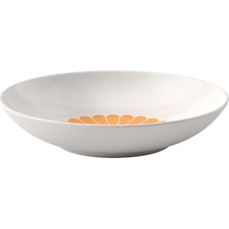 Fleur soleil bol à pâtes jaune, rés. lave-vaisselle/micro-ondes, bol pr pâtes, nouilles, bowls et salades, assiette creuse pâtes, assiette à pâtes, orange, assiette, Porcel. (1/5)