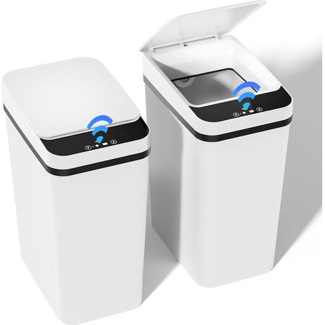 Poubelle Électrique 2 Pièces 12L Avec Couvercle Automatique, Poubelle Intelligente Silencieuse Et Étanche Pour Cuisine, Salle De Bain Et Bureau, Poubelle De Cuisine Automatique (1/5)