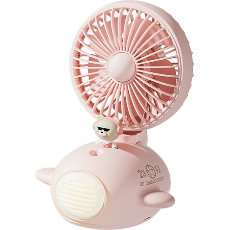 Niedlicher Luftbefeuchter-Ventilator mit Sprühfunktion, USB-Ladefunktion, ideal für Studentenwohnheim, Büro oder Schule, in Rosa (1/5)