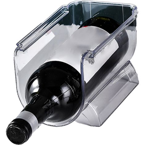 Présentoir à vin empilable en plastique transparent pour bouteille d'eau, idéal pour la maison (1 bouteille). (1/5)