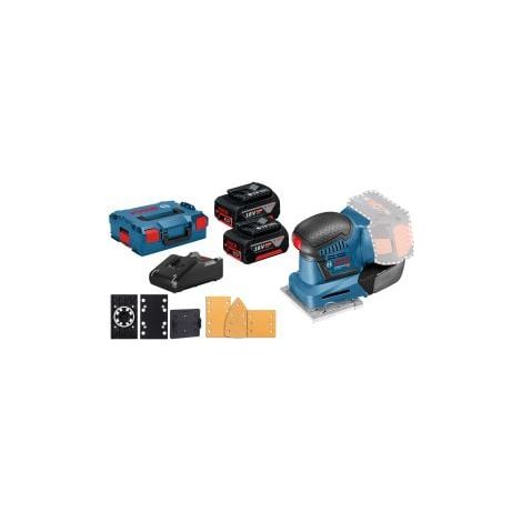 Bosch  levigatrice  orbitale  a  batteria  GSS  18V-10  /  2x  4,0  Ah  batteria  +  caricabatterie  con  set  accessori  in  L-Boxx
