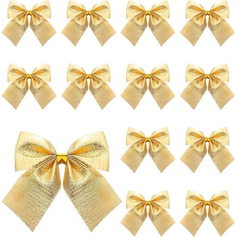 12 Samt Weihnachtsschleifen für Weihnachtsbaumschmuck und Dekoration, 5 x 5 cm, Weihnachtsaccessoires (1/5)