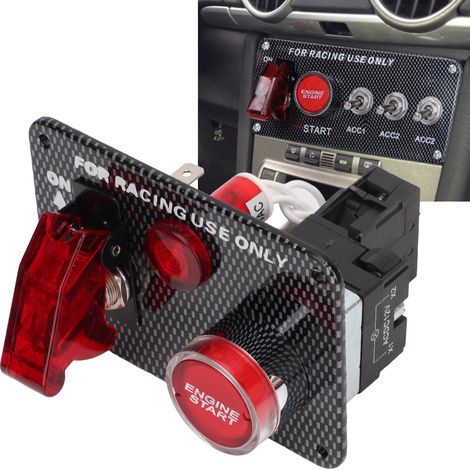 Tableau de Commande Allumage 12V 40A Style Sport Carbone Alliage Aluminium Universel Voiture