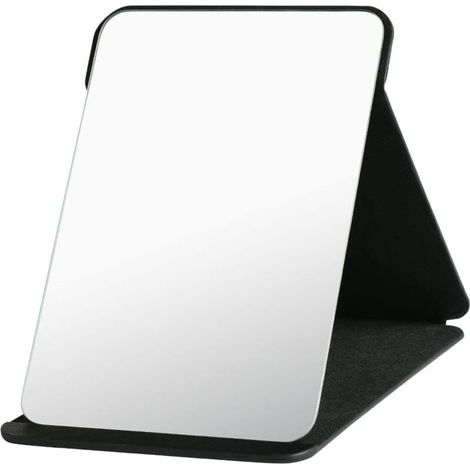 Schminkspiegel, tragbarer Klapptischspiegel, hochauflösender, verstellbarer Klappspiegel aus PU-Leder, leicht zu transportieren, ultradünn und robust, 25,5 x 18 cm (1/4)