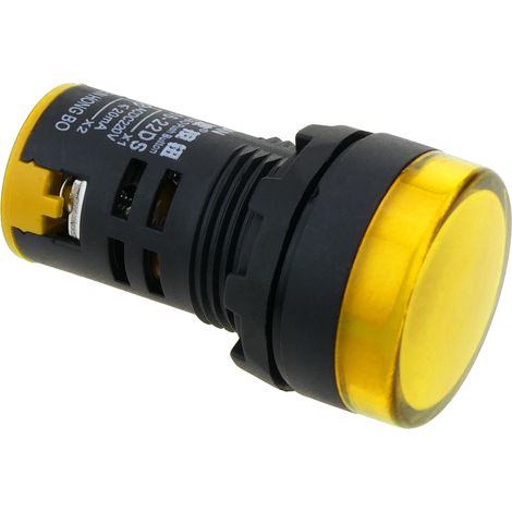 BeMatik - Pilote LED indicateur 22mm 220 VAC pour panneaux de contrôle lumiere jaune (1/5)
