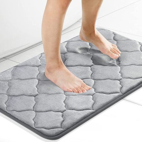 Alfombra De Baño Con Espuma Viscoelástica - 43 X 61 Cm - Gris - Antideslizante - Absorbente - Lavable A Máquina (1/5)