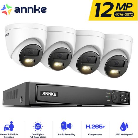 ANNKE 12MP Kit de Vidéosurveillance Caméra Sécurité Intelligent Double Lumière 8CH NVR Vision Nocturne CCTV Vidéo Surveillance Système (1/5)