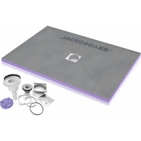 Jackon Insulation – Receveur de douche à carreler 120x90 cm – Siphon vertical DN 40/50 – Pente préformée – Épaisseur 40 mm – Grille inox réglable (1/5)