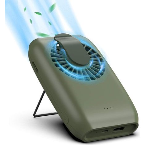 1 Mini ventilateur USB, 3 vitesses, batterie 2000 mAh, portable avec cordon et support, pour extérieur et voyage (1/5)