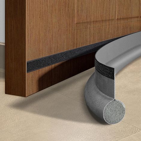 Bande d'étanchéité acoustique sous porte, barre isolante réglable anti-courant d'air, insonorisation et isolation thermique pour bas de porte, 96,5 cm - Gris (1/5)