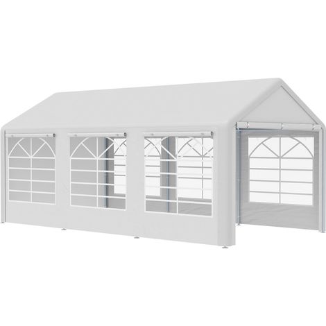 Tonnelle de jardin 3 x 6 m tente de réception avec 4 parois 3 fenêtres de chaque côté barnum pour fête mariage blanc