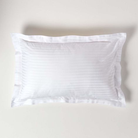 HOMESCAPES Taie d'oreiller en satin de coton égyptien Blanc 330 fils (1/4)
