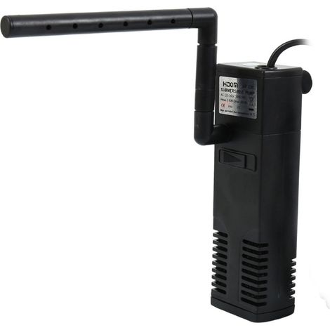 Filtre Aquarium Interne 3-en-1 - Pompe Submersible 300 L/H - Pour Aquarium Jusqu'à 60 L - Filtre à Éponge Détachable - Noir (1/4)