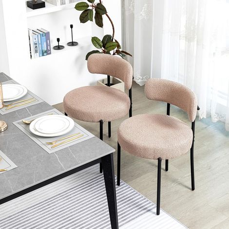 DYHOME Table et chaises de salle à manger, chaise scandinave avec dossier, pieds en métal, camel (1/5)