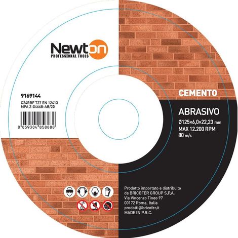 NEWTON Disco abrasivo 125x6.0x22.23 per cemento t27