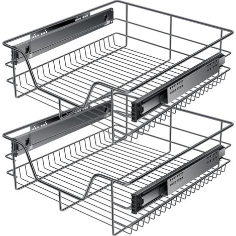 KESSER® Teleskopschublade, Edelstahl verchromt - 2x 50 cm, Anthrazit
