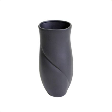 Keramikvase mit mattschwarzem Blütenblatt cm17x16h36,5