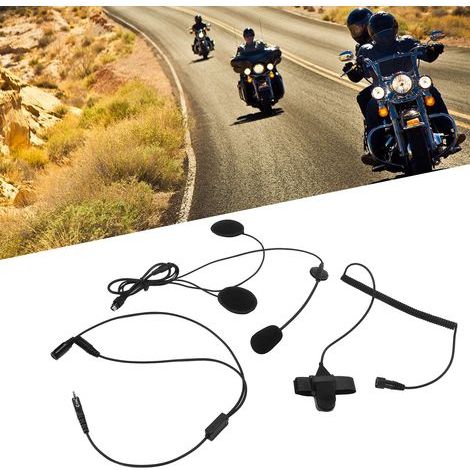Microphone Casque Moto Noir 2 Broches PTT pour Radio Kenwood - Communication Vélo (1/5)
