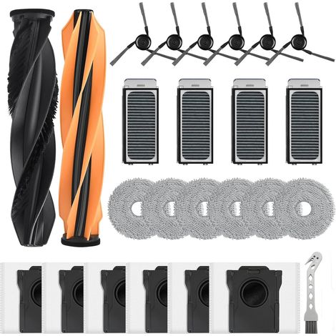 26 Stück Zubehör kompatibel mit Dreame X50 Ultra Complete / L50 Pro Ultra / X50 Master Saugroboter Ersatzteile Zubehörset Hauptbürste Staubbeutel Seitenbürsten Wischtücher HEPA Filter Zubehörset (1/5)