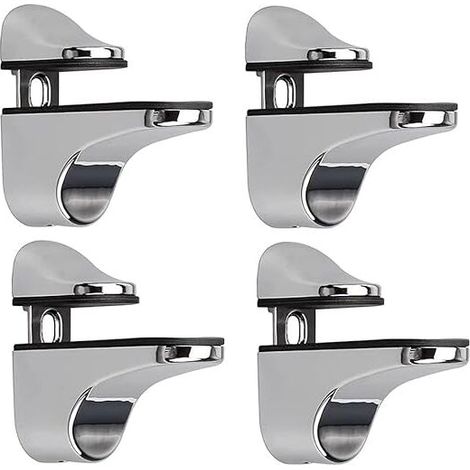 Support D'étagère en Verre Réglable, 4 Pcs Support D'étagère en Verre, Pince en Verre à Fixation Murale, Support pour Étagères en Verre, pour Tablette Verre