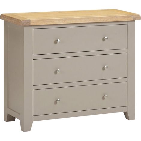 Windsor 3 Drawer Chest - L40 x W97 x H81 cm - Putty/Oak