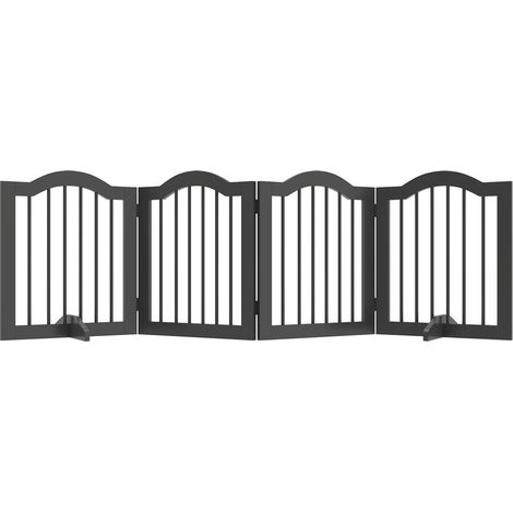 Barrière de Sécurité pour Chien 4 Panneaux Pliable avec Pieds Séparation de Pièce Escalier Entrée 208x29,5x61 cm Noir (1/5)