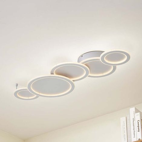 [GEBRAUCHT] B-Ware Lucande Deckenleuchte Lampe LED weiß Kunststoff Diala dimmbar 96 cm (1/2)