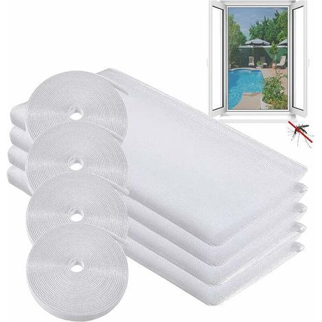 Moustiquaires Fenêtres,Moustiquaire Transparente Universelle pour Fenêtre,Moustiquaires Pour Fenêtre,Moustiquaire Ajustable,Blanc Transparent (1/5)