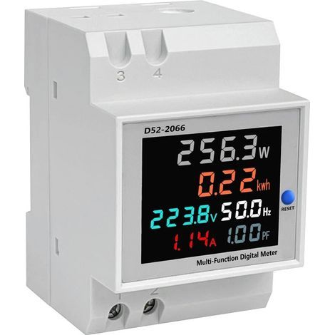 Compteur d'énergie électrique numérique multifonctionnel D52-2066 100A compteur d'énergie électrique de type rail AC250-450V (1/5)
