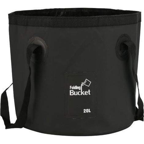 Seau étanche 20L Seau de pêche en plein air Seau pliant Camping Nettoyage Noir (1/5)