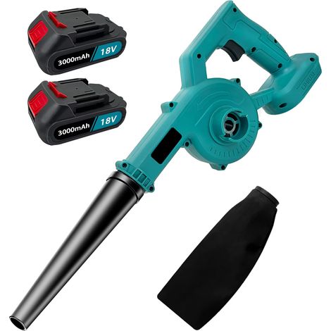 Souffleur de feuilles sans fil avec 2 batteries, souffleur d'air électrique portatif, poussière de neige, remplacement de jardin pour Makita 18V