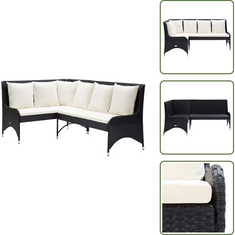Divano da giardino resistente - vidaXL Divani Angolari da Giardino 2 pz in Polyrattan Nero - Divano da giardino per esterno