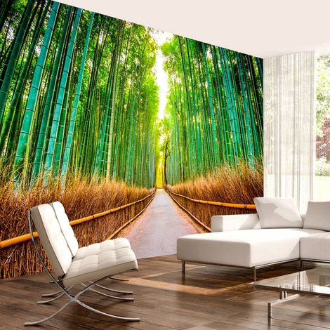 Papier peint adhésif Forêt de bambou - 196 x 140 cm (1/4)