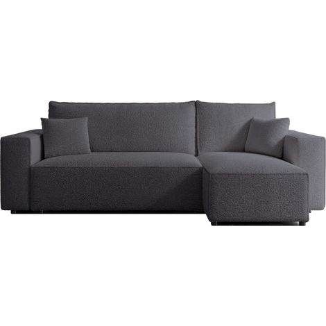 Selsey Scarlo - Ecksofa mit Schlaffunktion, Stauraum und Bouclé-Bezug, dunkelgrau (1/5)