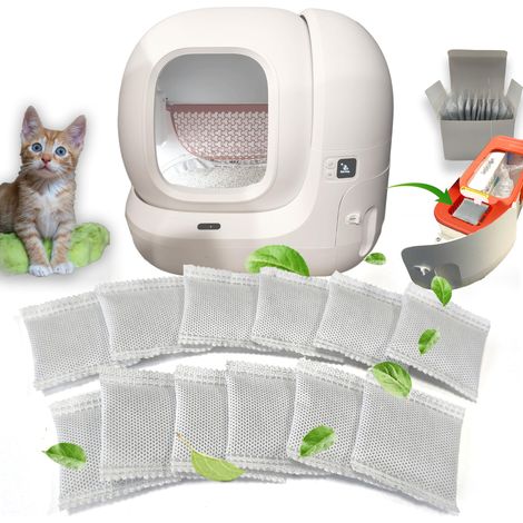 Lot de 12 éliminateurs d'odeurs pour litière autonettoyante, recharges de filtres au Charbon Actif Naturel, contrôle des odeurs de Toilettes pour Chat (1/5)