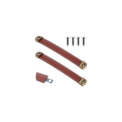 Lot de 2 poignées de meuble en cuir, poignées de tiroir en cuir vintage pour meubles, bouton en cuir, poignée de placard, poignées de meuble pour armoires de cuisine, armoires, salle de bain (1/5)